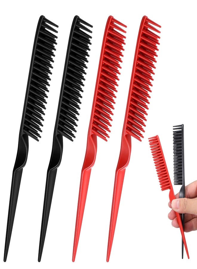 Macuezu 3 Row Comb, 4 PCS Curl Defining Combs Triple Row Styling Comb, Rat Tail Teasing Brush, Styling Hair Combs for Women Detangling, Defining and Curls Sectioning Hair - Image 1